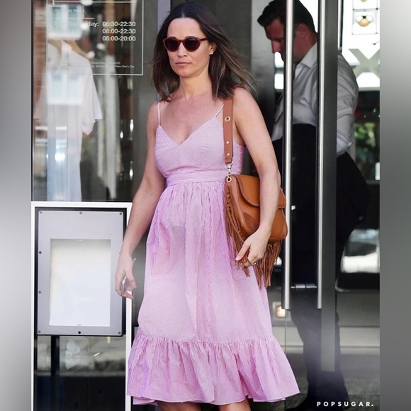 J. Crew Drapey Spaghetti strap red stripe Midi Dress 6 - Picture 2 of 7